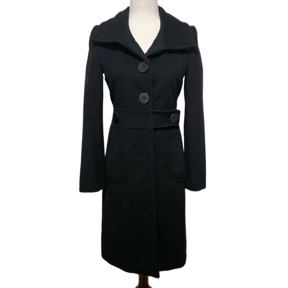 CLUB MONACO Classic Black Women's Trench Coat Wool Blend Size XS